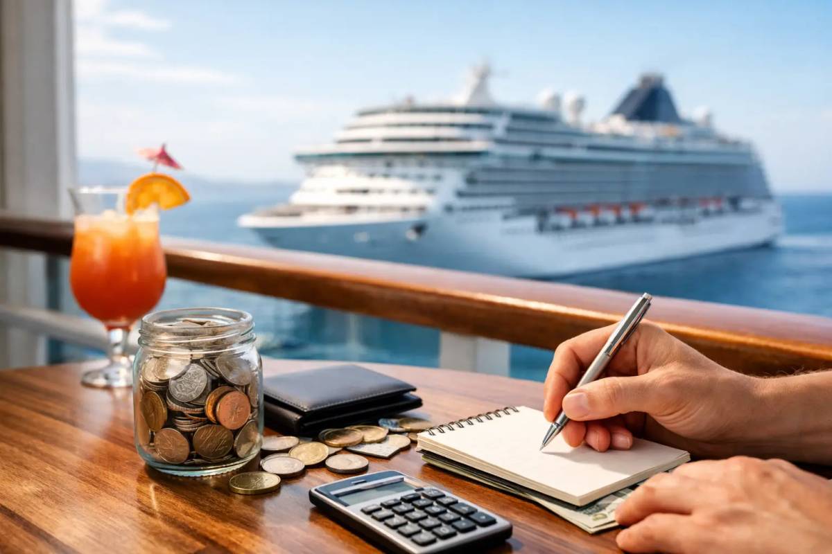 Kreuzfahrt Trinkgeld berechnen leicht gemacht Kellner serviert Getränke im Restaurant eines Kreuzfahrtschiffs