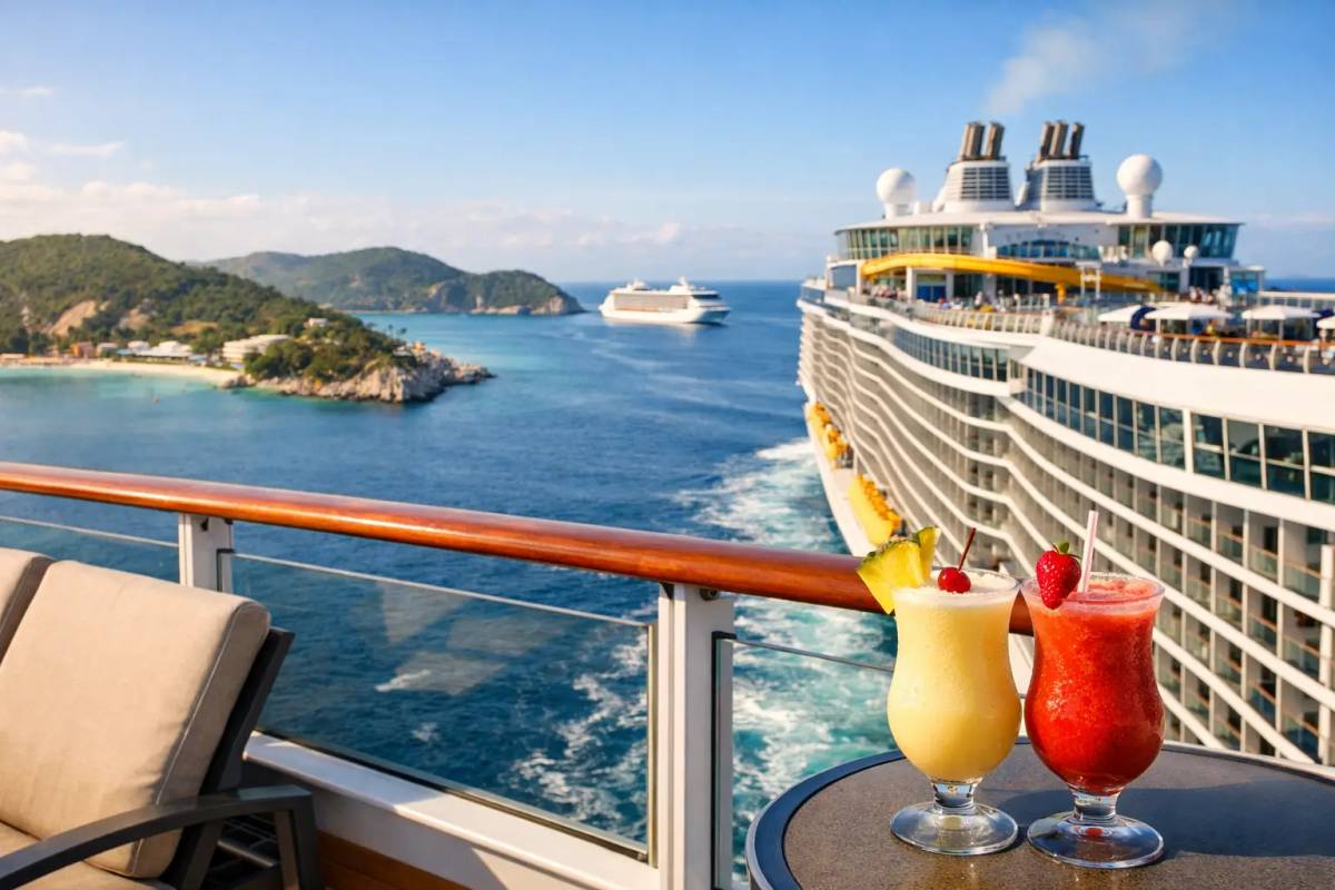 Royal Caribbean Bewertung für deine Kreuzfahrt Großes Kreuzfahrtschiff von Royal Caribbean auf See