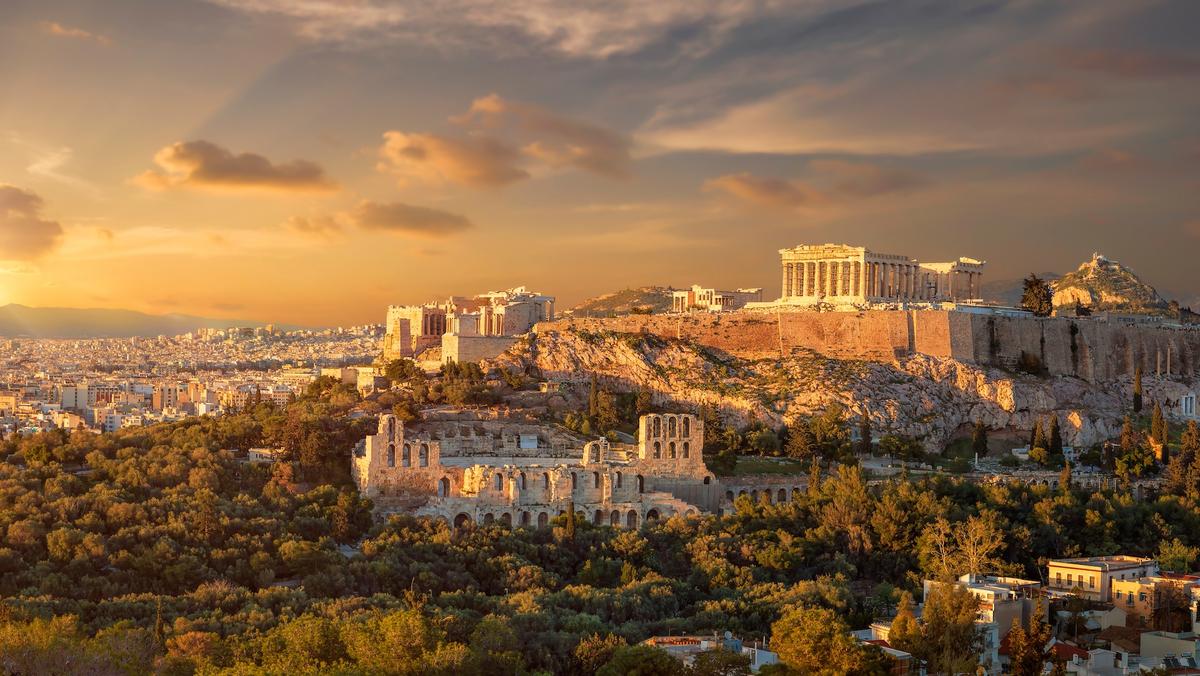Acropolis in Athen bei Sonnenuntergang