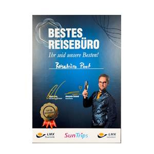 Reisebüro Poot - Auszeichnung Top 100 Reisebüro LMX Touristik Urkunde Bestes Reisebüro LMX Touristik