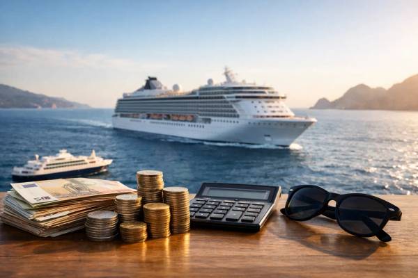 7-Tage-Kreuzfahrt: Was kostet sie wirklich? Kreuzfahrtschiff bei Sonnenuntergang auf einer Wochenreise
