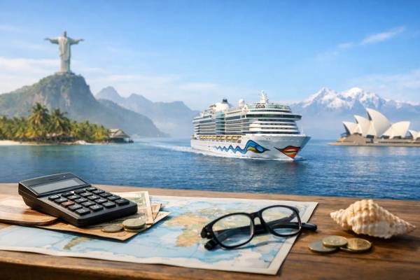 AIDA Weltreise: Was kostet die 117-Tage-Reise? AIDA Kreuzfahrtschiff auf großer Weltreise