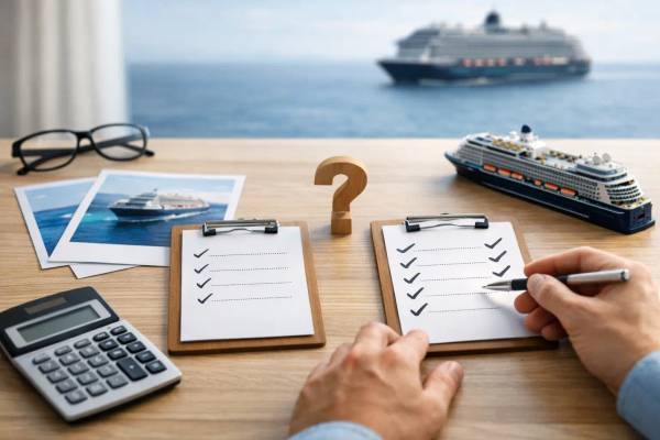 Mein Schiff Tarifcheck: Welcher Tarif passt? Kreuzfahrtschiff der Mein Schiff Flotte bei Sonnenuntergang