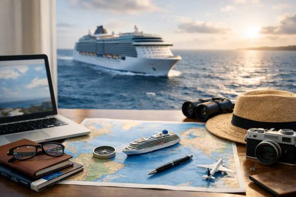 Kreuzfahrtschiff auf offener See während einer Atlantiküberquerung