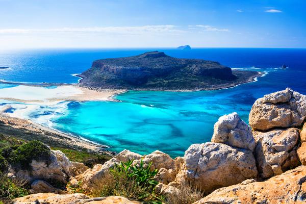 Balos Lagune Gramvousa Insel Panoramablick Kreta