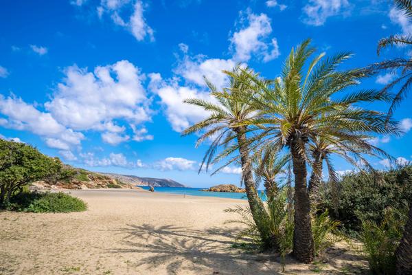 Via Beach mit Palmen auf Kreta