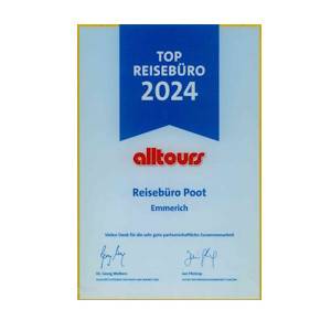 Reisebüro Poot - Alltours Top Reisebüro-Partner Urkunde Alltours Top Partner Reisebüro